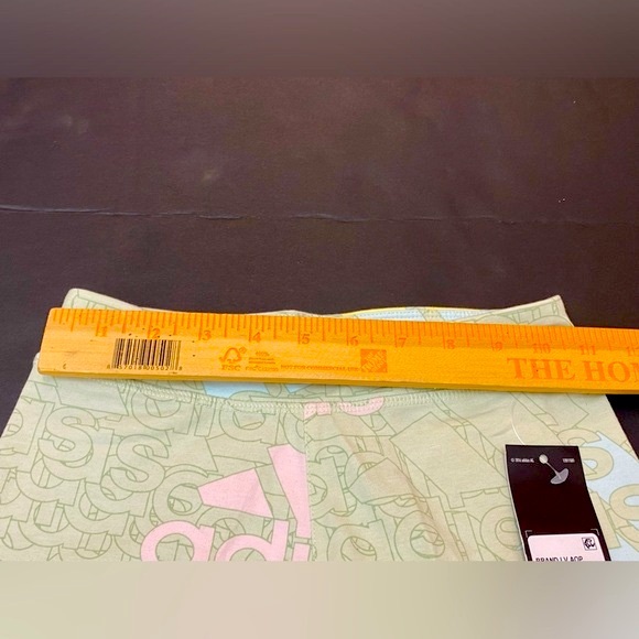 NWT Adidas Brand Love Allover Print Tights Leggings Linen Green Girls M (10/12) - Picture 11 of 11